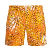 Korte Palm Leaves Stretch Zwemshorts met platte taille voor heren Vile...