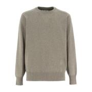 Kasjmier Crew-Neck Jumper met Trims Brunello Cucinelli , Gray , Heren