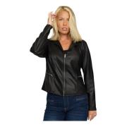 Pamora Zwarte Blazer met Zilveren Rits 2-Biz , Black , Dames