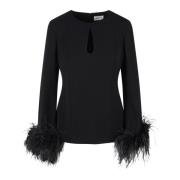 Veren Poker Blouse met Drop Halslijn P.a.r.o.s.h. , Black , Dames