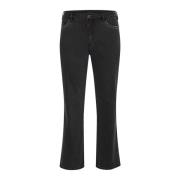 Zwart Gewassen Denim Straight Leg Jeans Kaffe Curve , Black , Dames