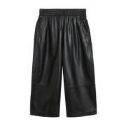 Zwarte leren cropped broek met zakken Birgitte Herskind , Black , Dame...