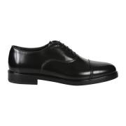 Zwarte Leren Veterschoenen Corvari , Black , Heren