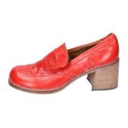 Vintage Leren Loafers voor Vrouwen Moma , Red , Dames