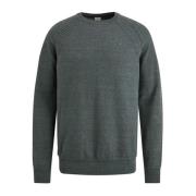 Heather Plated Crewneck Katoen Blend Sweater Cast Iron , Green , Heren