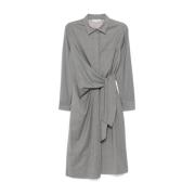 Grijze Melange Jurk met Knoopsluiting Antonelli Firenze , Gray , Dames