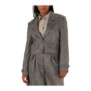 Chique Tweed Blazer met Glitterdraad Aaiko , Gray , Dames