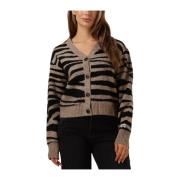 Zebra Gebreid Vest Colourful Rebel , Brown , Dames