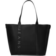 Zwarte Lederlook Bold Tote Tas Tommy Jeans , Black , Dames