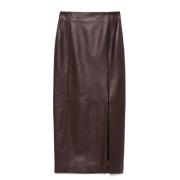 Bruine leren midi-rok Kiton , Brown , Dames