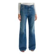 Wijde Pijp Denim Jeans Off White , Blue , Dames