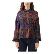 Slangenprint Viscose Shirt Just Cavalli , Multicolor , Dames