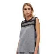 Linnen top met kant Ermanno Scervino , Gray , Dames