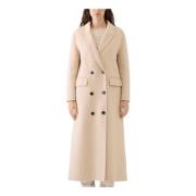 Maxi Double-Breasted Jas Honingkleur Ermanno Scervino , Beige , Dames