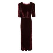 Bordeaux Velours Cut-Out Lange Jurk Saloni , Red , Dames