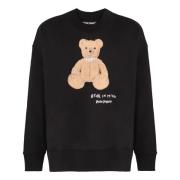 Geribbelde Katoenen Crew-Neck Sweatshirt Palm Angels , Black , Heren