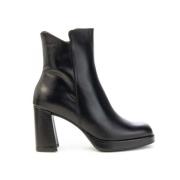 Leren Enkellaars met 8,5 cm Hak Wonders , Black , Dames