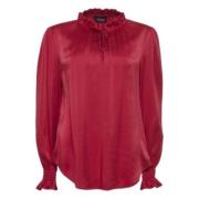 Zijden Rode Shirt Sand , Red , Dames