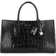 Croco-print Leren Handtas Michael Kors , Black , Dames