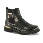 Elegante Croco Leren Laarzen met Gouden Gesp Remonte , Black , Dames