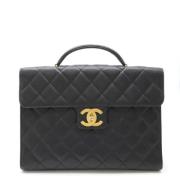 Pre-owned Leather briefcases Chanel Vintage , Black , Dames