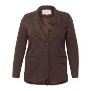 Klassieke Blazer met V-Hals en Klepzakken Kaffe Curve , Brown , Dames