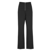 Zwarte wollen broek met zakken Msgm , Black , Dames