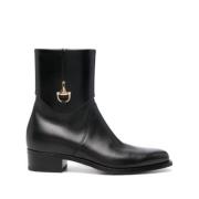 Horsebit enkellaarsjes met amandelneus Gucci , Black , Heren