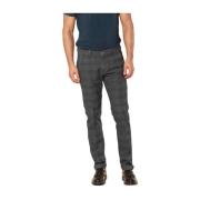 Slim Fit Katoenen Chino Broek met Ruitpatroon Mason's , Gray , Heren