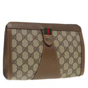 Pre-owned Leather clutches Gucci Vintage , Beige , Dames