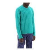 Geborsteld Mohair Geribbelde Trui Marni , Green , Heren