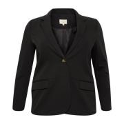 Klassieke Blazer Jas Zwart Diep Kaffe Curve , Black , Dames