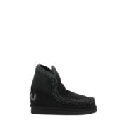 Zwarte DamesWinterlaarzen - Plat en Slip-On Mou , Black , Dames