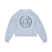 Blauwe Logo Print Distressed Sweater Acne Studios , Blue , Dames