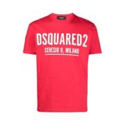 Rode Katoenen Logo Print T-Shirt Dsquared2 , Red , Heren