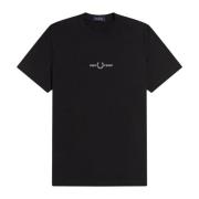 Geborduurd Logo Grafisch T-Shirt Zwart Fred Perry , Black , Heren