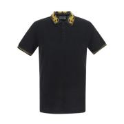 Print Kraag Polo Shirt Versace Jeans Couture , Black , Heren