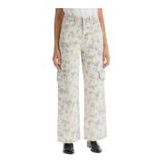 Bloemen Cargo Jeans Ganni , White , Dames