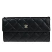 Pre-owned Leather wallets Chanel Vintage , Black , Dames