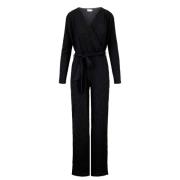 Crinkle Stof Jumpsuit Zusss , Black , Dames