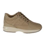 Interactieve Nabuk Platte Schoenen Hogan , Beige , Dames