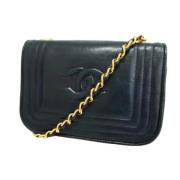 Pre-owned Leather chanel-bags Chanel Vintage , Blue , Dames