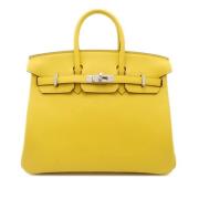 Pre-owned Leather handbags Hermès Vintage , Yellow , Dames