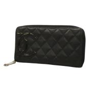 Pre-owned Leather wallets Chanel Vintage , Black , Dames