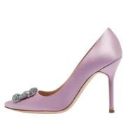 Pre-owned Satin heels Manolo Blahnik Pre-owned , Purple , Dames