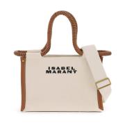 Canvas tote tas met geborduurd logo Isabel Marant , Beige , Dames