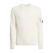 Witte Geribbelde Crewneck Trui C.p. Company , White , Heren