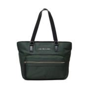 Groene Nylon Tote Tas met Rits Love Moschino , Green , Dames