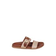 Linnen & Cotto Platte Sandaal Ancient Greek Sandals , Brown , Dames