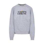 Bloemen Comfort Sweatshirt H120 Lichtgrijs Melange Maison Kitsuné , Gr...